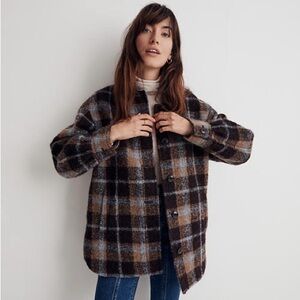 Madewell Brown & Black Plaid Teddy Jacket